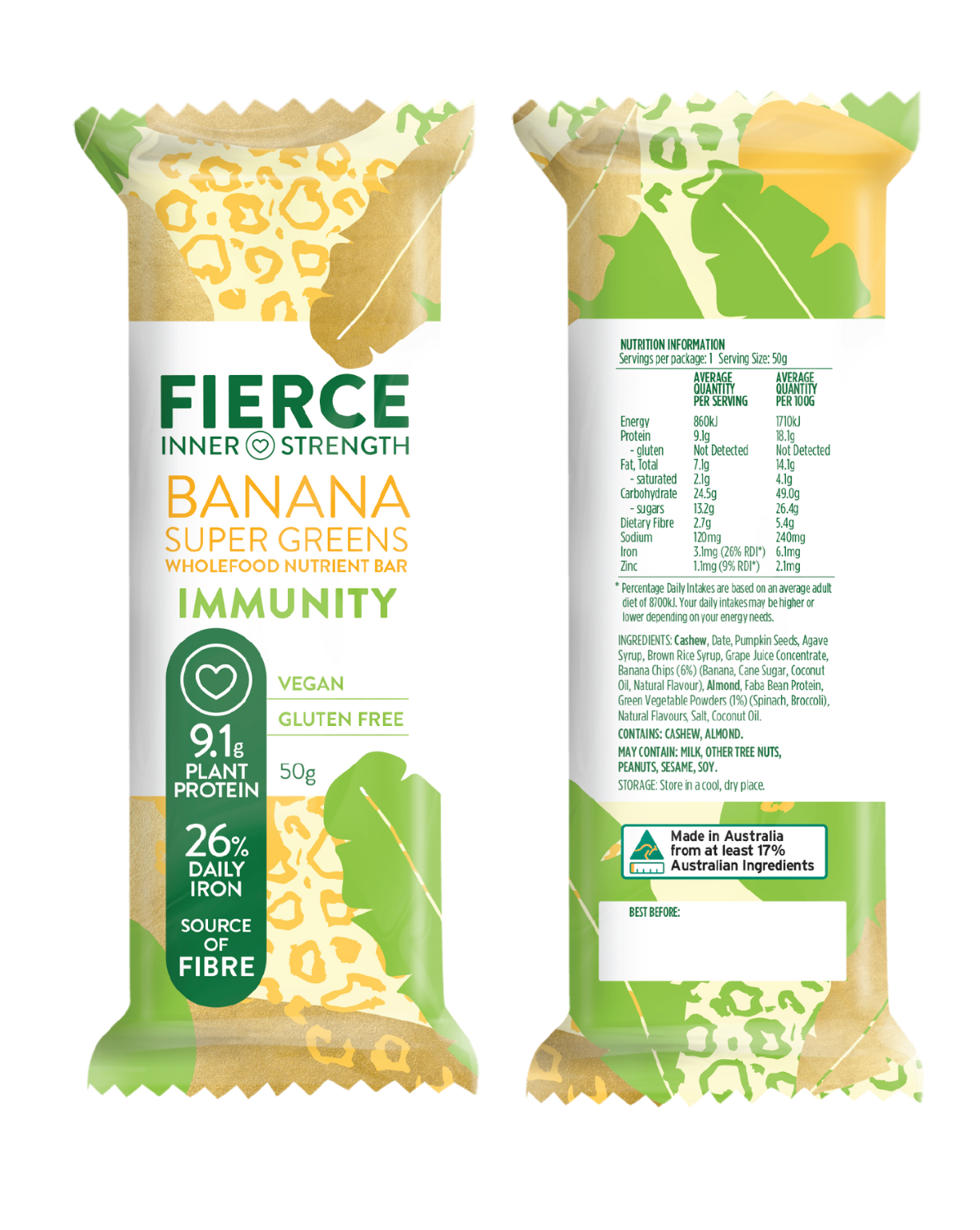 Immunity Bar in Banana Supergreens